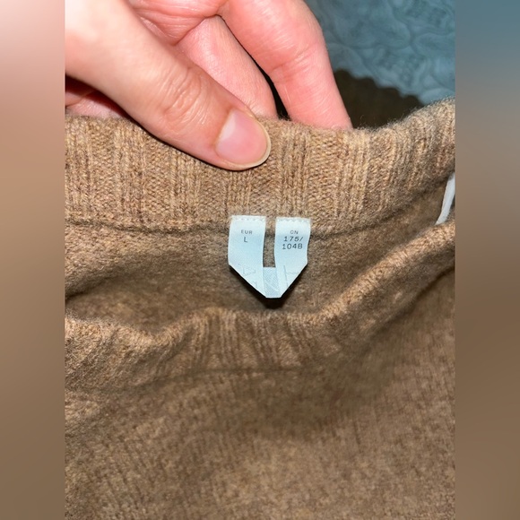 Arket Womens Jumper 100% Wool Brown Crewneck Pullover Chunky Ribbed Knit Sz L - Picture 3 of 11